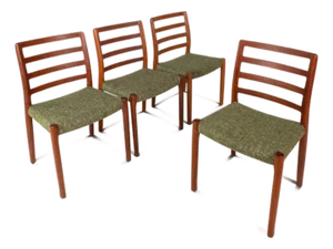 Set of Four (4) Danish Mid-Century Modern Model 85 Ladderback Dining Chairs in Teak Attributed to Niels Møller for j.l. Møller, Denmark, C. 1960s