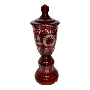 Mid 20th Century Ruby Cut to Clear Crystal Urn