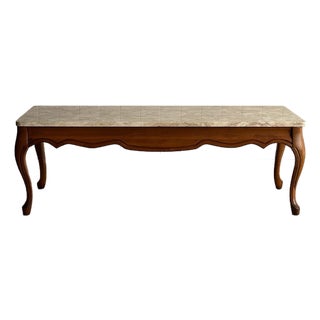 Vintage French Provincial Coffee Table With Brecciated Marble Top, C. 1950s For Sale