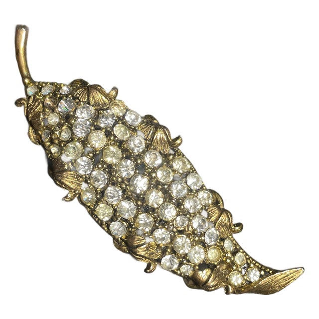 MCM Jewlery Marked Hollycraft High End Designed Art Neuvo Style Brooch For Sale