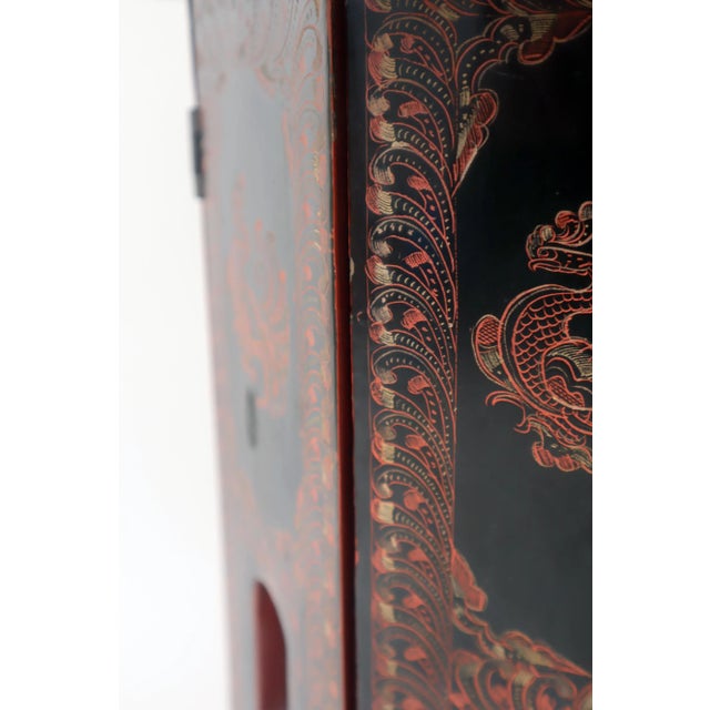 Paint Early 20th Century Red Lacquer Nepal Table, 1960s For Sale - Image 7 of 10