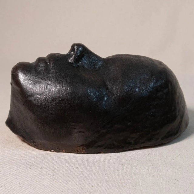 Studio Pottery Black Ceramic Detailed Face Sculpture For Sale - Image 12 of 12