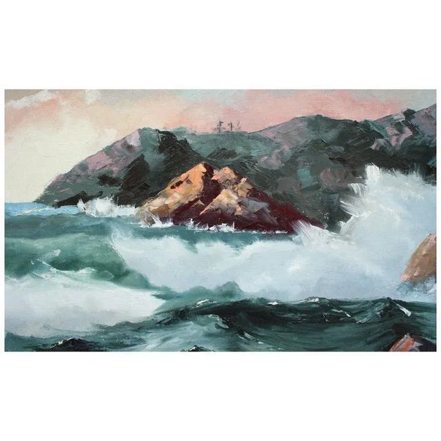 American 1970s Big Sur Coastline Landscape Oil Painting, Framed For Sale - Image 3 of 5