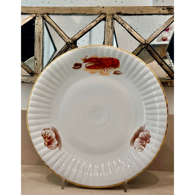 Rare Nautical Porcelain Seafood Platter, Chop Plate With Lobster & Shellfish From Poland’s Wawel Fine China, Scalloped...