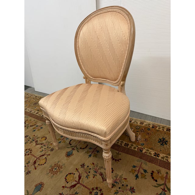 Gustavian (Swedish) Gustavian Reproduction Parlor Chair in Pleated Silk For Sale - Image 3 of 12