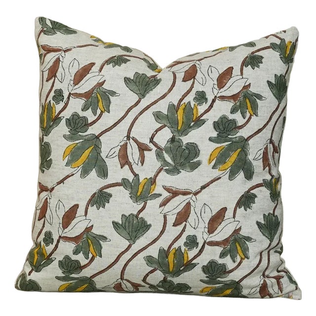 Shivri Block Print Cushion Cover 14x20 Inch- Cotton Linen For Sale