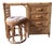 Vintage Bamboo Dressing Table with Drawers and Cushioned Stool, Set of 2 For Sale