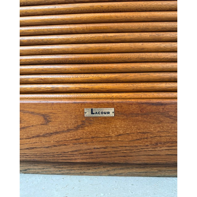 Large Oak Roll-Top Filing Cabinet by Lacour, 1950s For Sale - Image 12 of 14