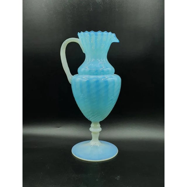 Murano Opaline Glass Jug For Sale - Image 9 of 13