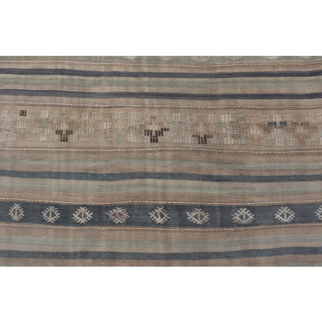 Vintage Hand Woven Turkish Kilim With Stripes in Light Taupe and Neutral Colors For Sale - Image 9 of 11