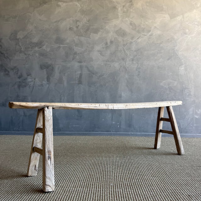 Mid 20th Century Elm Wood Skinny Bench #C10 For Sale In Los Angeles - Image 6 of 11