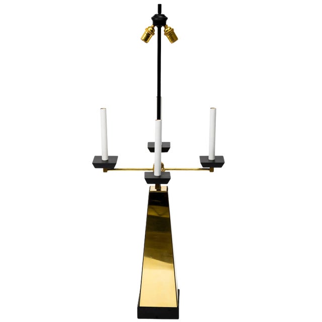 Restored 1950s Brass Obelisk Lamp For Sale