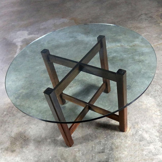 Modernist XBase Dining Room Table with Round Glass Top Chairish
