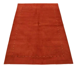 Gabbeh Rug 5’5” X 7’9” Red Wool Contemporary Hand-Knotted Carpet