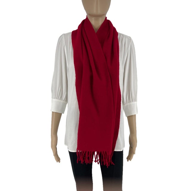 French Yves Saint Laurent Red Solid 100% Wool Scarf For Sale - Image 3 of 9