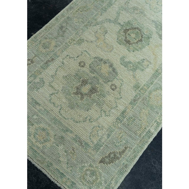 Green Turkish Oushak Rug 2'2" x 10'6" #19407 For Sale - Image 8 of 8