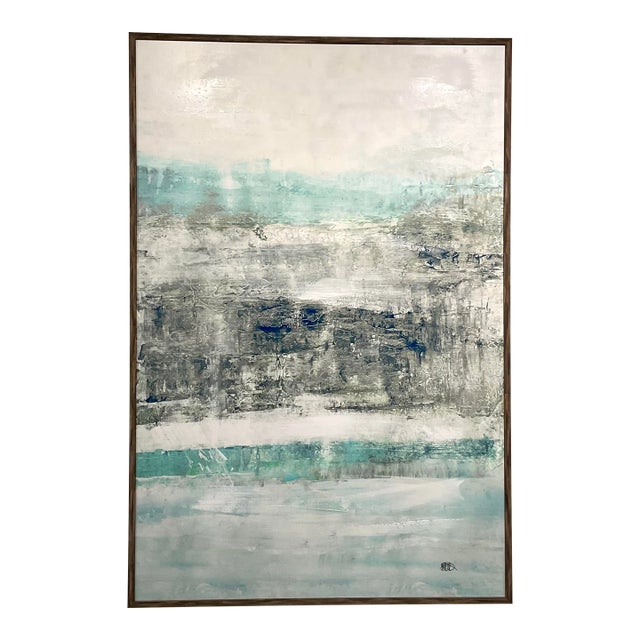 Contemporary Abstract “Blue Rhumba Ii” Framed Giclee on Canvas For Sale