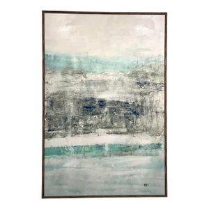 Contemporary Abstract “Blue Rhumba Ii” Framed Giclee on Canvas