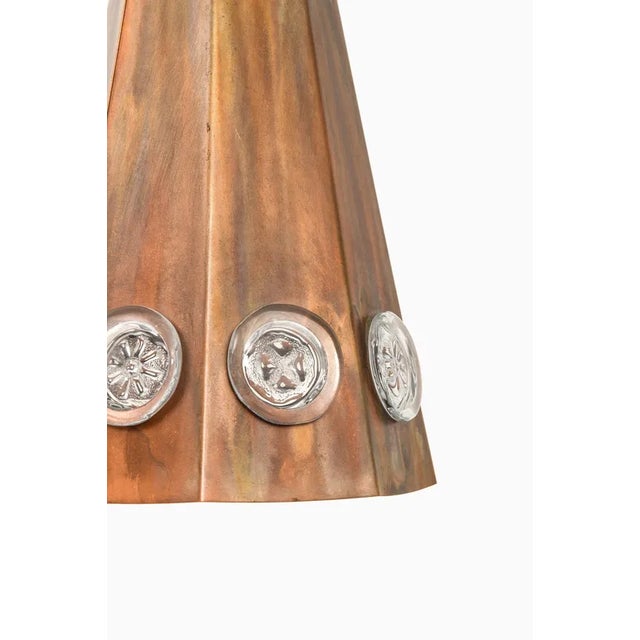 Copper Ceiling Lamp in Copper and Glass attributed to Erik Höglund, 1960s For Sale - Image 8 of 10