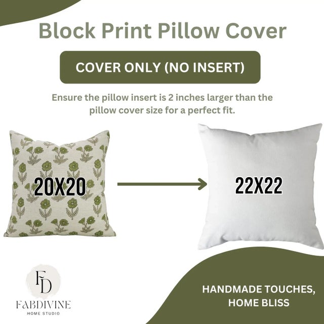 Not Yet Made - Made To Order Fabdivine Artistic Block Kirti Print Linen Blend Pillow Cover- 24x24 For Sale - Image 5 of 5