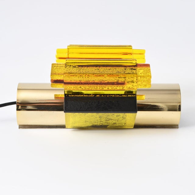 Metal Danish Yellow Acrylic Wall Lamp by Claus Bolby for Cebo Industri, 1970s For Sale - Image 7 of 10