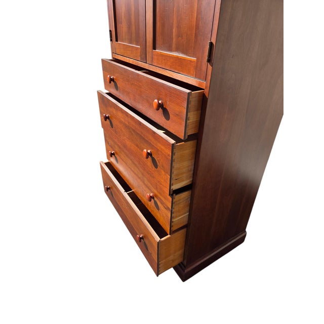 1990s Ethan Allen American Impressions High Chest Dresser Armoire Mission Arts Crafts For Sale - Image 11 of 18
