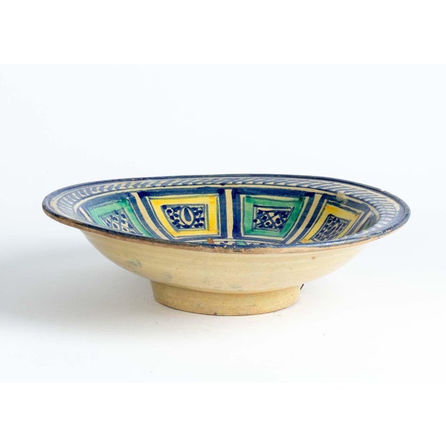 Blue, Aqua and Yellow Moroccan Bowl, Early 20th Century For Sale In New York - Image 6 of 6