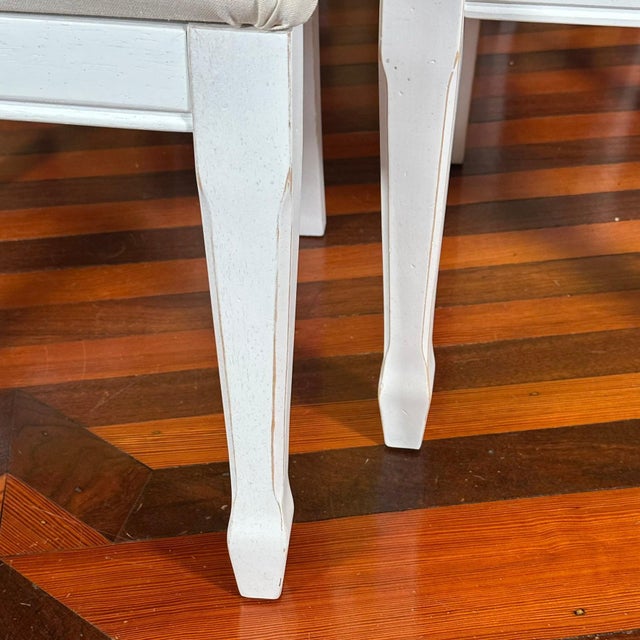 Universal Furniture Late 20th Century Universal Furniture White Dining Chairs Arched Open Work Geometric Rounded Back Set of Six For Sale - Image 4 of 18