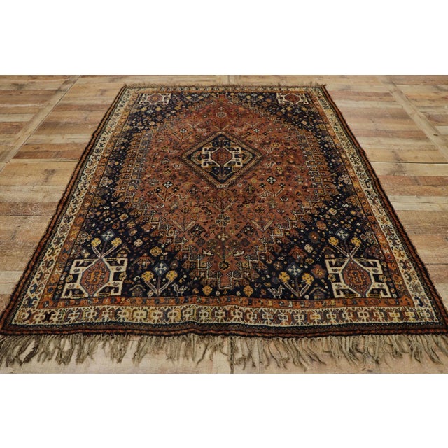Textile Antique Persian Shiraz Rug - 05'01 X 06'08 For Sale - Image 7 of 9
