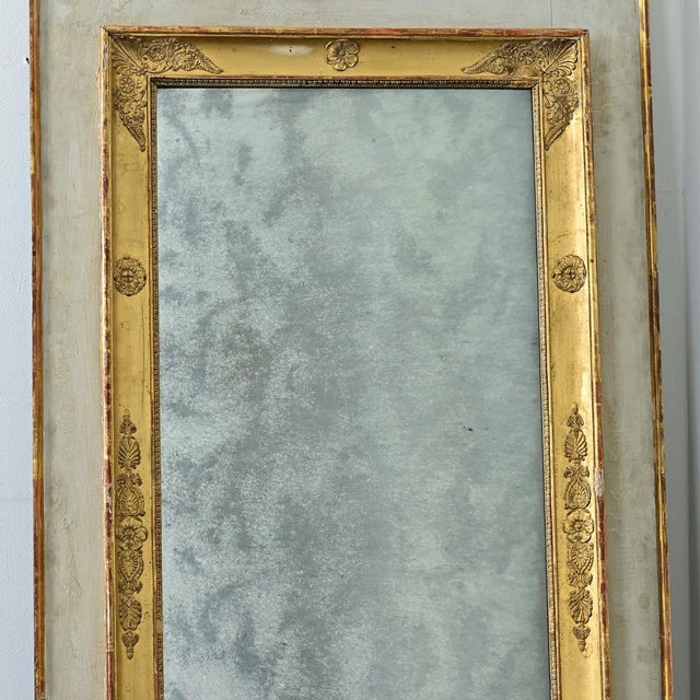 French 19th Century Empire Painted & Gilt Trumeau Mirror For Sale - Image 9 of 12