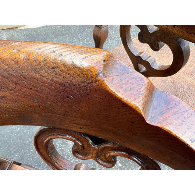 Wood Mid 20th Century Pair of Rustic Colonial Style Carved Oak Corner Chairs For Sale - Image 7 of 11