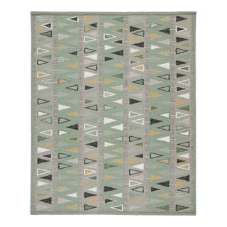Swedish Geometric Rug by Celerie Kemble for Chairish in Sage, 12'x15' For Sale
