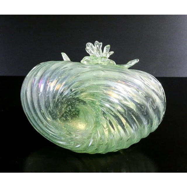 Basket in Opalescent Blown Glass attributed to Archimede Seguso, 1950s For Sale - Image 10 of 11