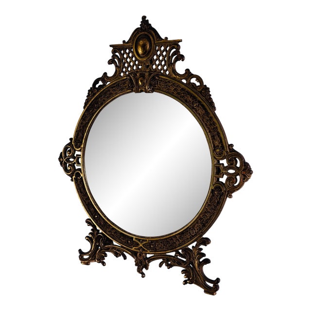Art Nouveau Brass Wall Mirror by Bradley & Hubbard, Early 20th C. For Sale