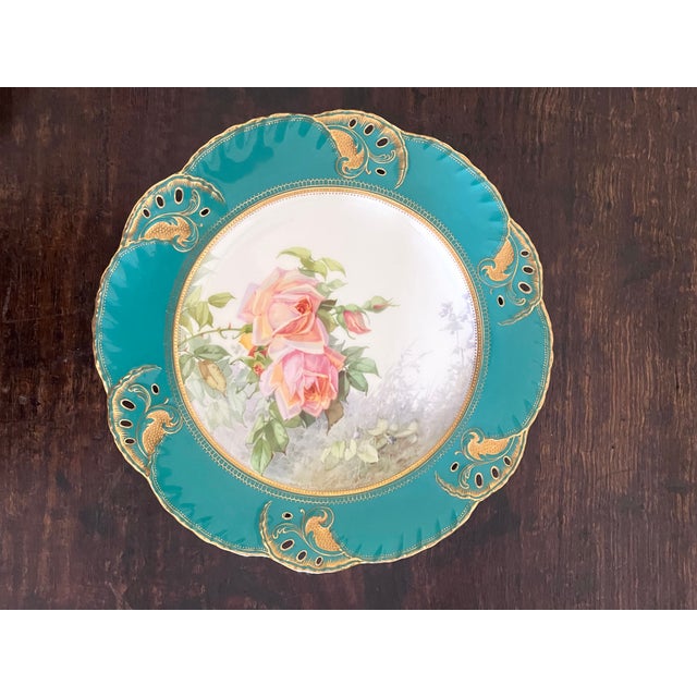 Ceramic Antique Mintons for Tiffany & Co. Pierced Floral Cabinet 9" Plates - Set of 7 For Sale - Image 7 of 13