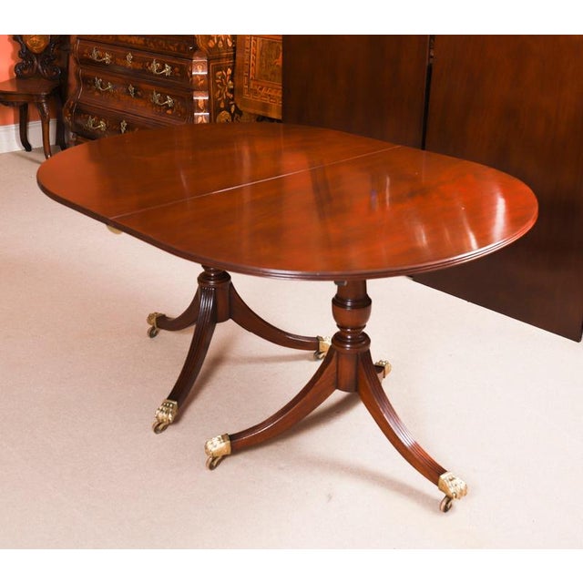 Antique Regency Revival Triple Pillar Dining Table, 1900s For Sale - Image 6 of 17