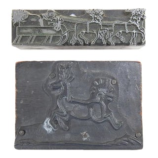 Vintage Christmas Letterpress Print Blocks For Sale