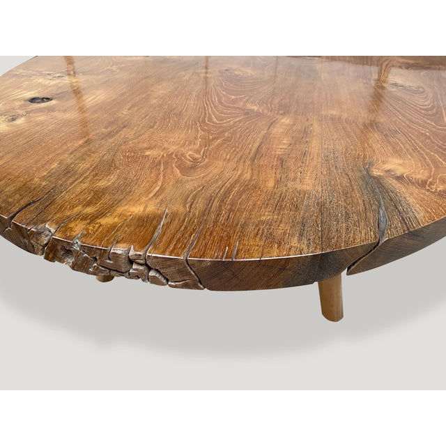 Andrianna Shamaris Mid Century Style Reclaimed Teak Wood Oval Coffee Table For Sale - Image 11 of 18
