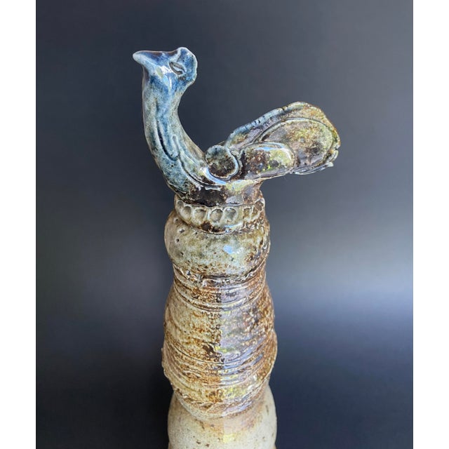 Brutalist French Stoneware Roof Finial with Rooster by Benoist Favre, 1960s For Sale - Image 4 of 8