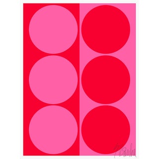 Dynamic Pair Bright Pink and Red Fine Art Print 21.25" X 30" by Liz Roache For Sale