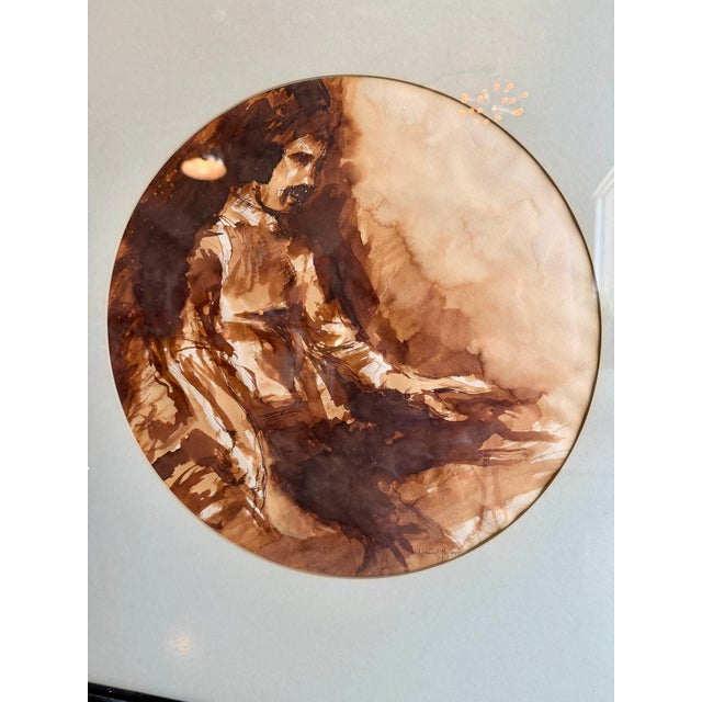 Original 1973 Richard Nicksic Ink Wash Painting Signed Mid-Century Expressionist Figural Art For Sale - Image 4 of 17