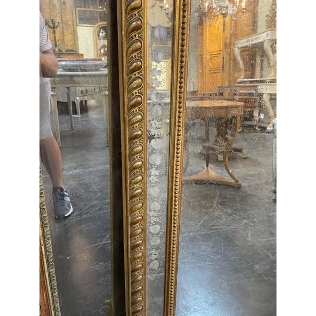 Wood 19th Century French Louis XVI Style Giltwood and Etched Glass Mirror For Sale - Image 7 of 9