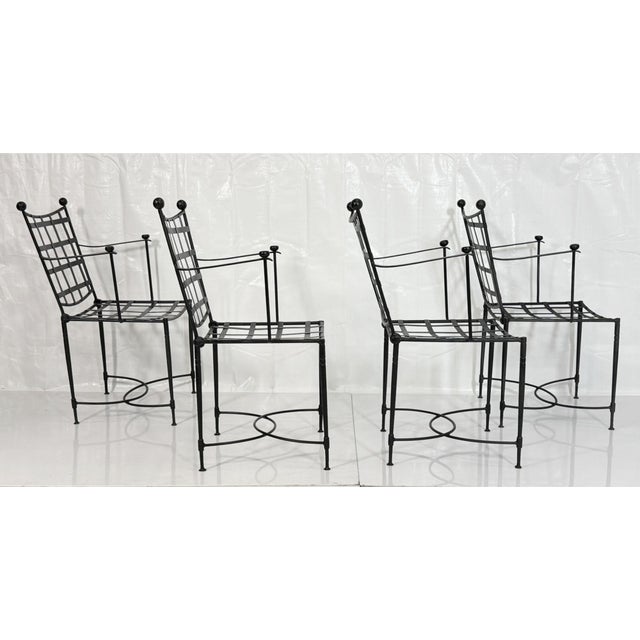 Mid-Century Modern Set of Four Mario Papperzini for Janus Et Cie Wrought Iron Dining Armchairs, Attributed For Sale - Image 3 of 18