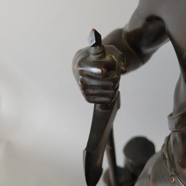 Victorian Elkington & Co. 32" Bronze Warrior King Statue Sculpture, C. 1860–1880 For Sale - Image 13 of 18