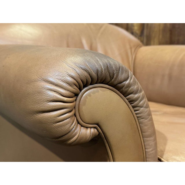 Tan Modern English Leather Club Chair, 1990s For Sale - Image 8 of 17