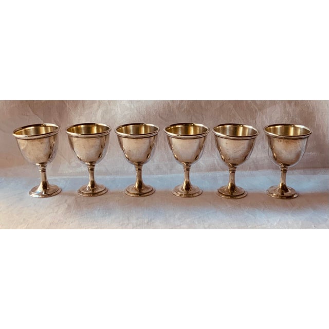 Metal Antique Edwardian American Silverplate Egg Cup Set, Six Cups and Six Spoons on Footed Tray - 13 pcs For Sale - Image 7 of 18
