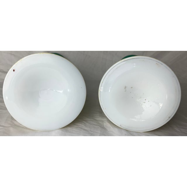 Green Painted Milk Glass Vases, Set of 2 For Sale - Image 8 of 8