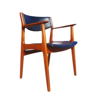 Vintage Mid-Century Henning Kjærnulf Danish Teak Single Desk Armchair For Sale