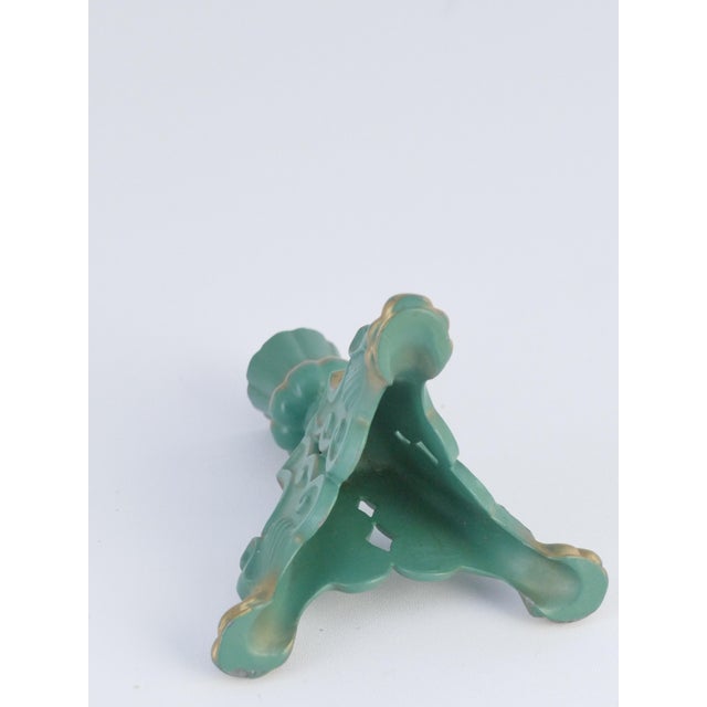 Art Deco Sage Green Metal Candleholder Star Metal, Sweden, 1940s For Sale - Image 9 of 11