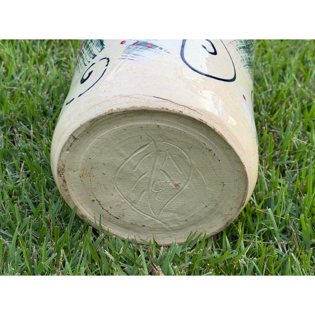 Vintage Postmodern Memphis-Inspired Hand-Painted Studio Pottery Vessel For Sale - Image 10 of 11